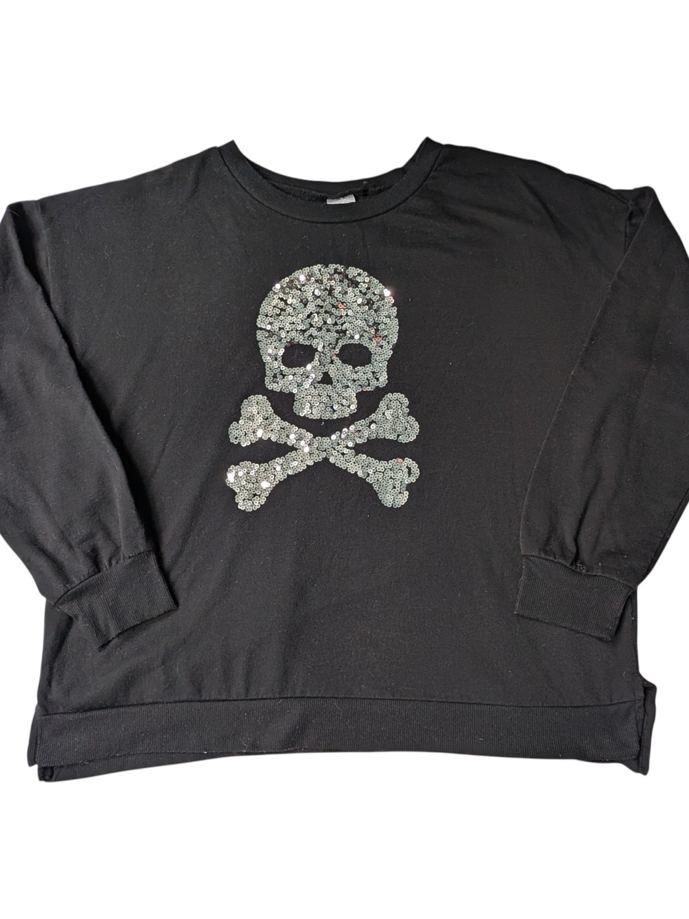 No Boundaries Y2K Sequin Skull Sweatshirt Size XL (15-17) Juniors
